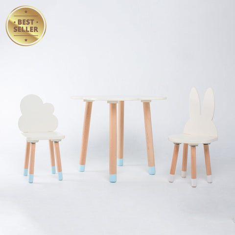 FUN Wooden Kids Table and Chairs Set