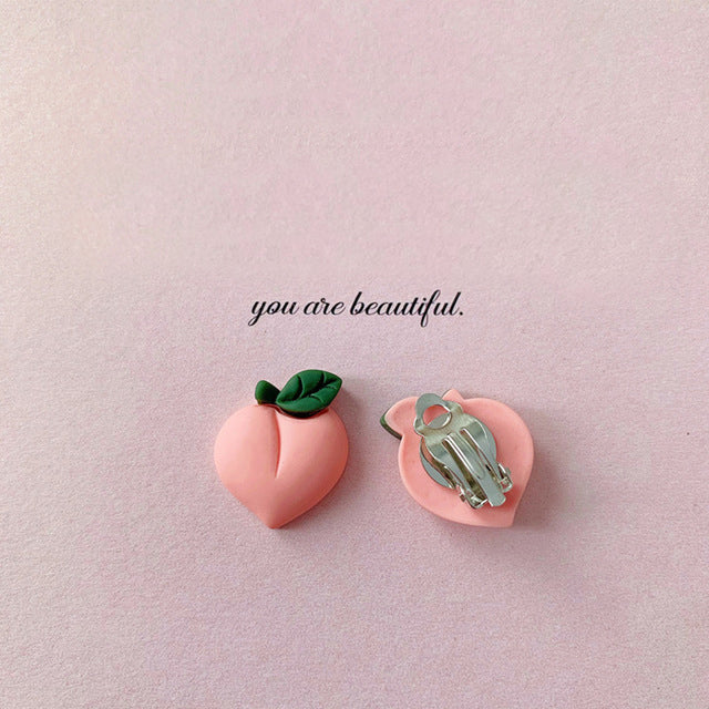 Peach Clip on Earrings - Mini Me Ltd