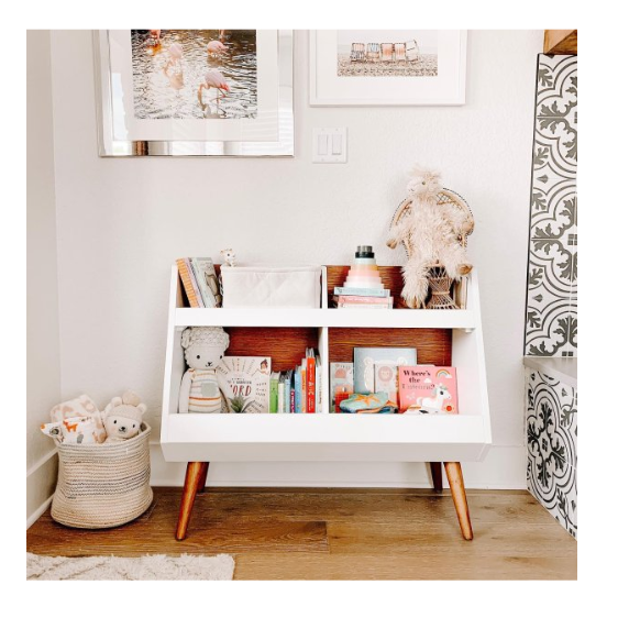 Walnut and White Mid Century Bookcase Mini Me Ltd