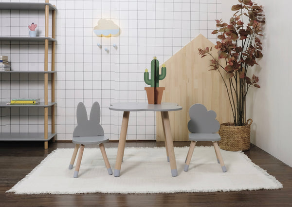Grey FUN Wooden Kids Table and Chairs Set - Mini Me Ltd