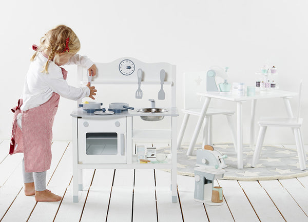 White Wooden Play Kitchen Set - Mini Me Ltd