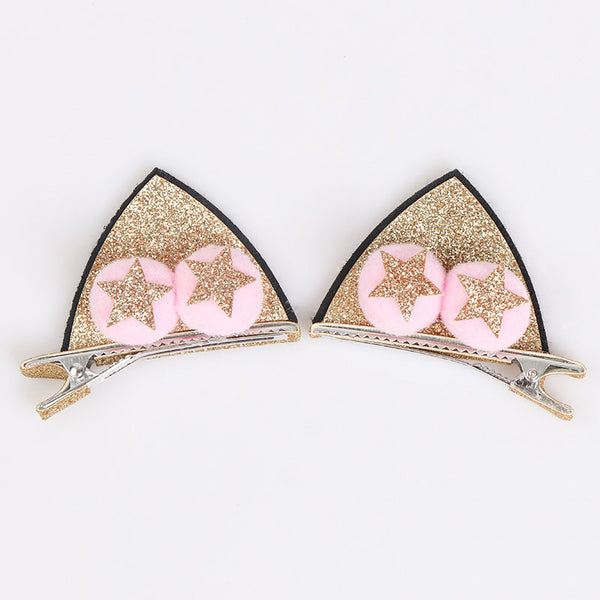 Cat Ears Hair Clips -Gold Colour (1 Pair)