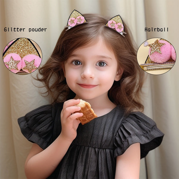 Cat Ears Hair Clips -Gold Colour (1 Pair)