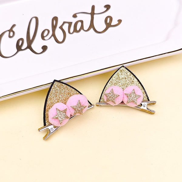 Cat Ears Hair Clips -Gold Colour (1 Pair)