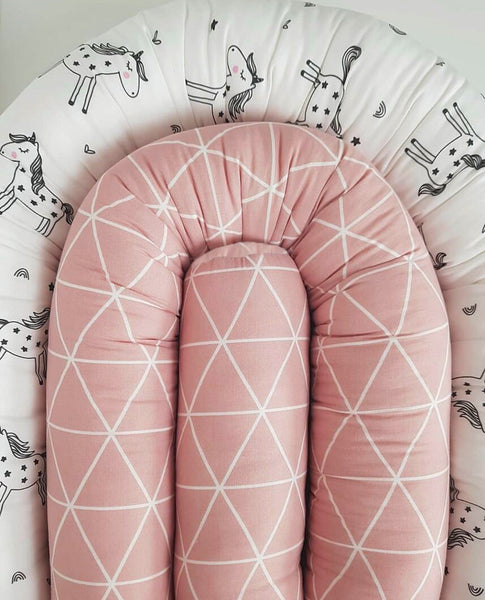 Pink Rhombus Cot Bumper | Pillow Cushion | Room Decor