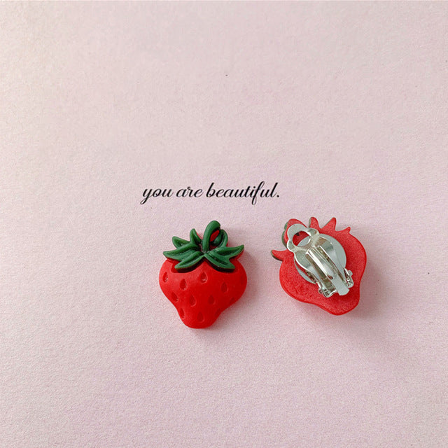 Strawberry Clip on Earrings - Mini Me Ltd