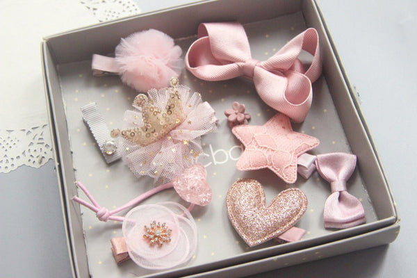 Pink Baby Hair Clips 10 in 1