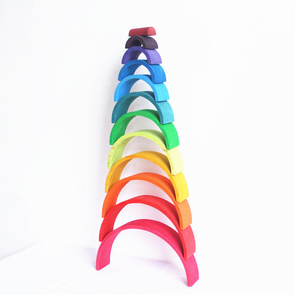 Clearance- Solid Wood Rainbow Building Blocks - Mini Me Ltd