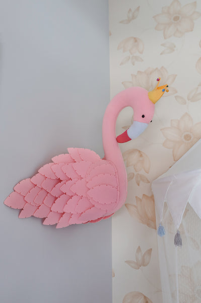 Pink Swan W-Felt Animal head /Handmade