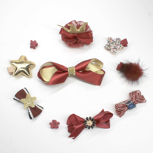 Holiday Red Hair Clips 10 in 1 - Mini Me Ltd
