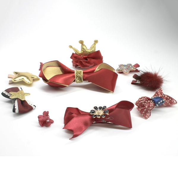 Holiday Red Hair Clips 10 in 1 - Mini Me Ltd