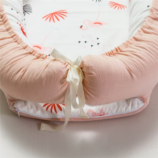 Double-Sided Portable Newborn Baby Sleeping Bed -Coral Orange