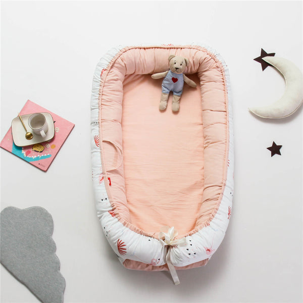 Double-Sided Portable Newborn Baby Sleeping Bed -Coral Orange