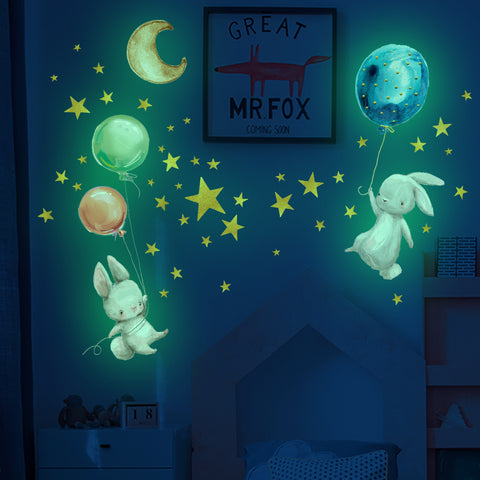Glow in the dark Wall Sticker - Bunny & Balloon