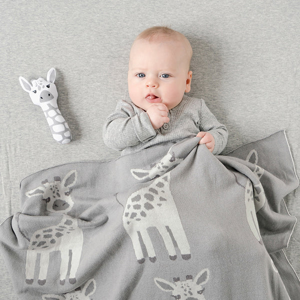 Giraffe Knitted Baby Blanket
