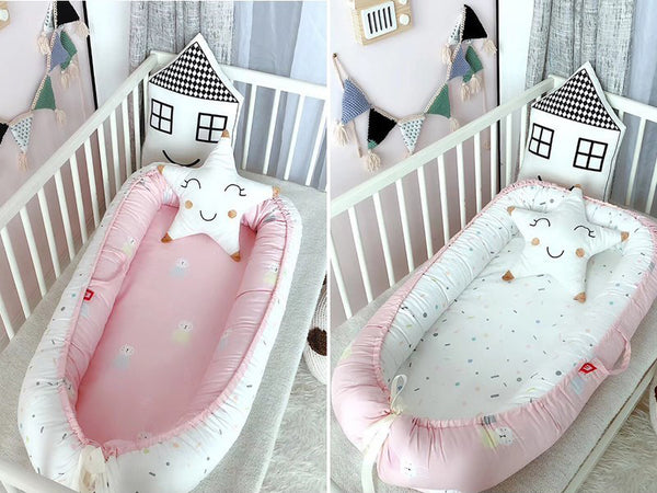 Double-Sided Portable Newborn Baby Sleeping Bed -Pink Bunny