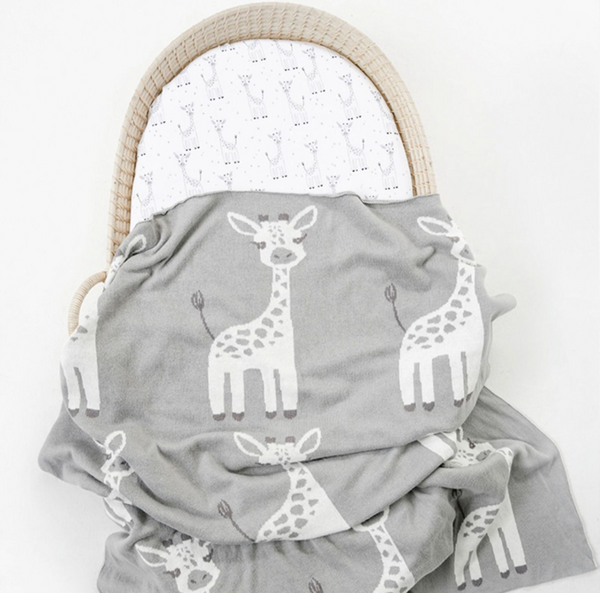 Giraffe Knitted Baby Blanket