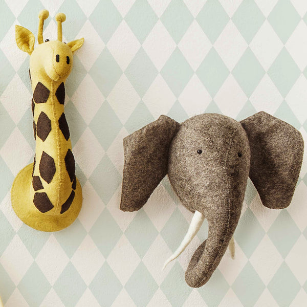 Elephant-Felt Animal Head /Hand made Room deco - Mini Me Ltd