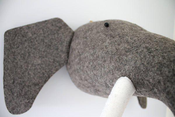 Elephant-Felt Animal Head /Hand made Room deco - Mini Me Ltd