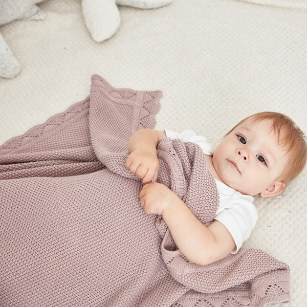 Cotton Baby Blanket (pink / white) - Mini Me Ltd