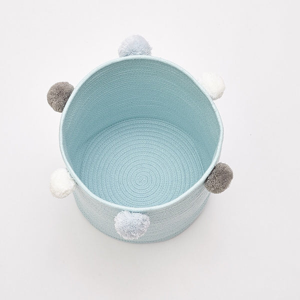 Knitted Pom Pom Basket -Handmade - Mini Me Ltd