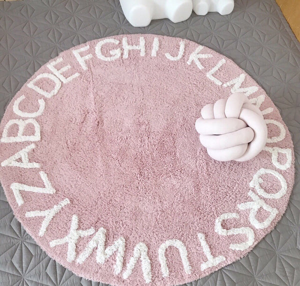 Pink-Round Alphabet Rug - Mini Me Ltd