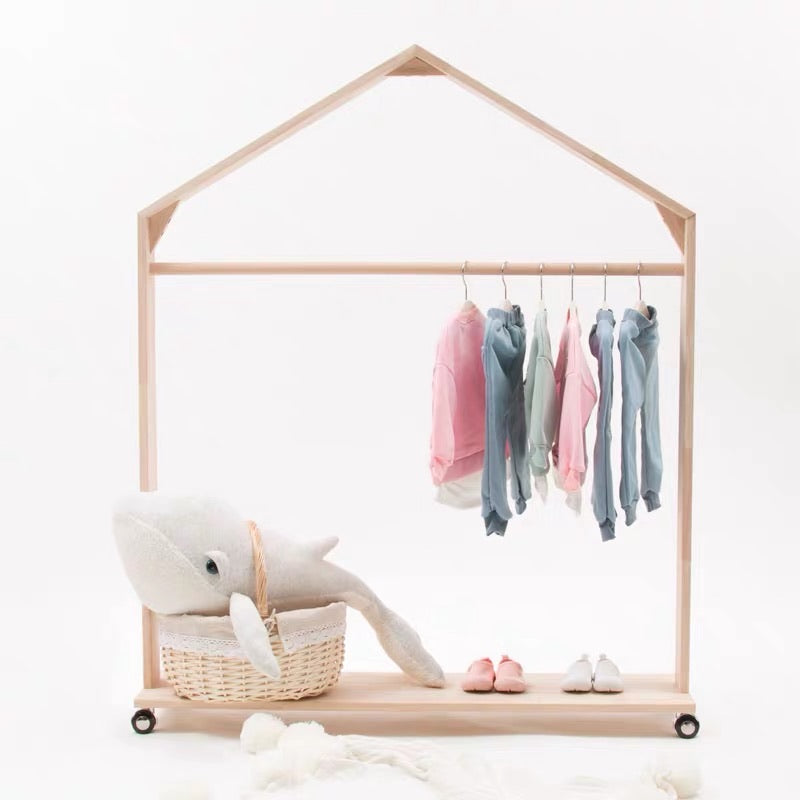 Kids Clothes Mini Clothes Hanging Rack Movable Clothes Rack – Mini