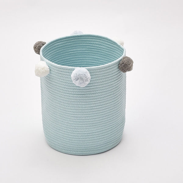 Knitted Pom Pom Basket -Handmade - Mini Me Ltd