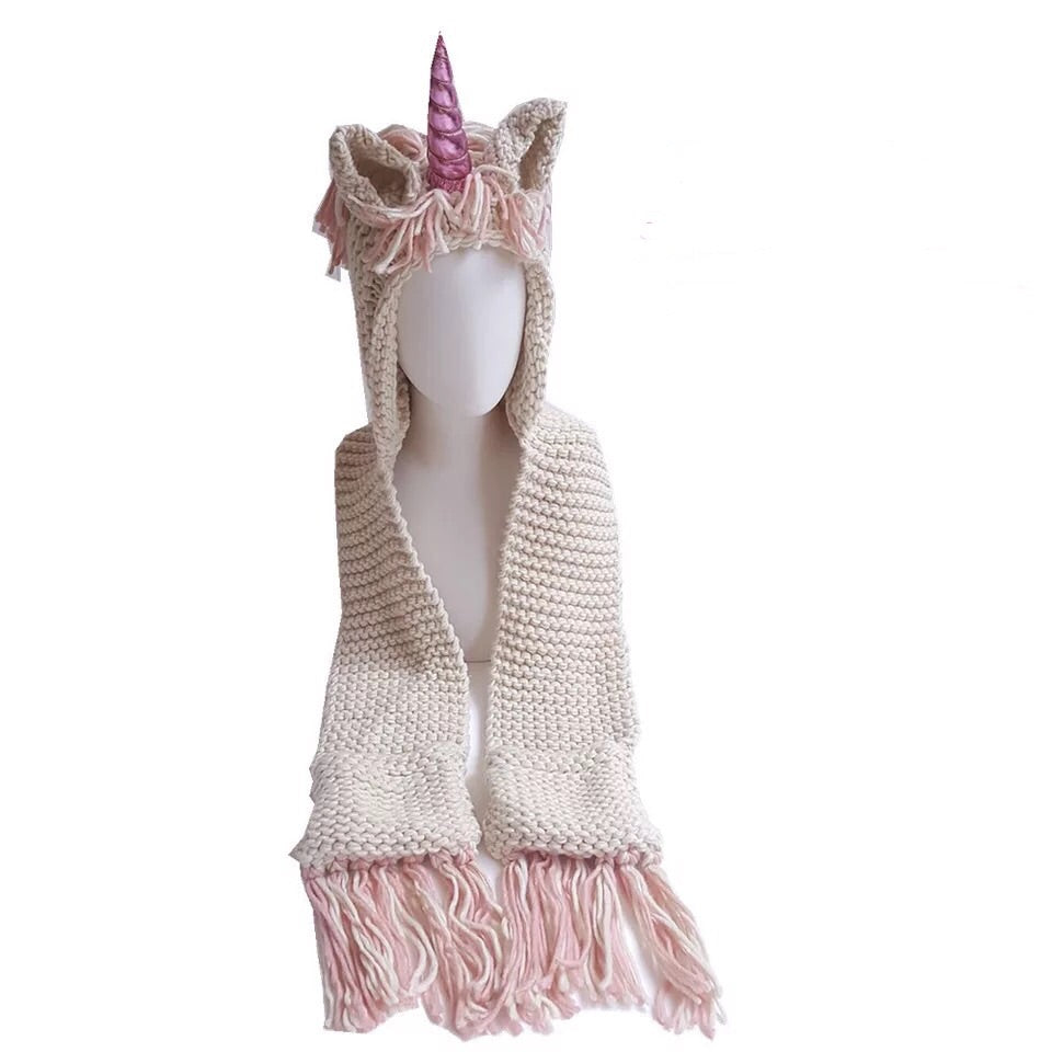 Pink Horn Unicorn Kids Knitted Hat (2Y-6Y) - Mini Me Ltd