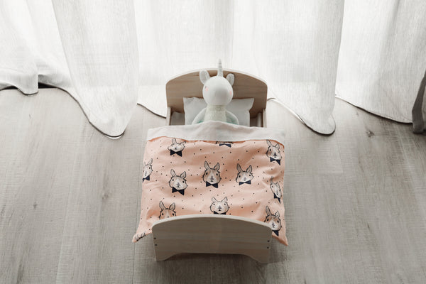 Wooden Doll Bed + Bedding Set (Mr. Rabbit) - Mini Me Ltd